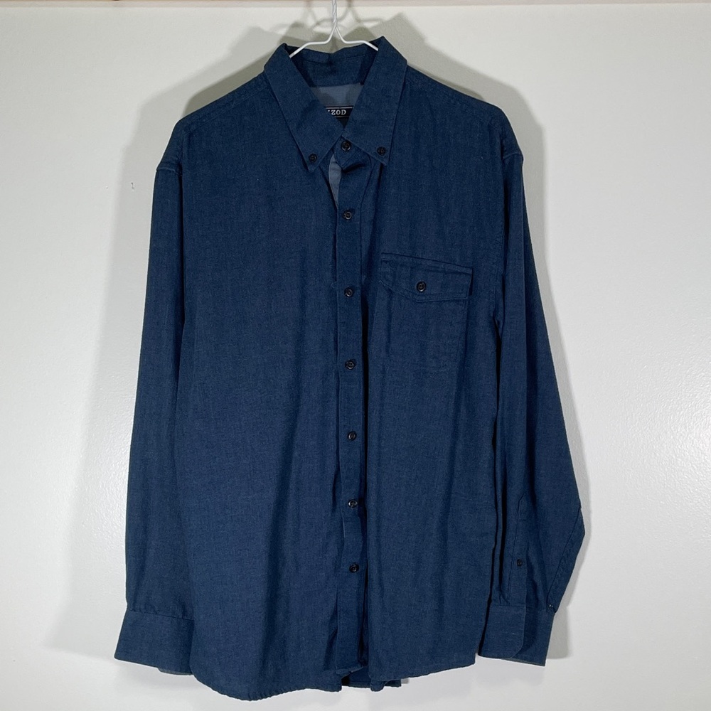 Izod Dark Blue Casual Button-Down Shirt